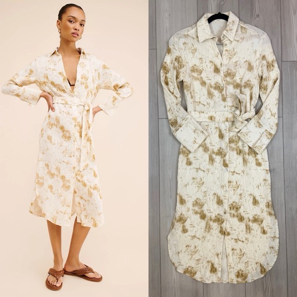 Little Lies Dresses & Skirts - Anthropologie - Little Lies Crinkle Dye Tie Waist Shirt Midi Dress Size Small